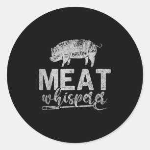 Fleisch Whisperer Grillen Grillen Rauchen Bar Runder Aufkleber