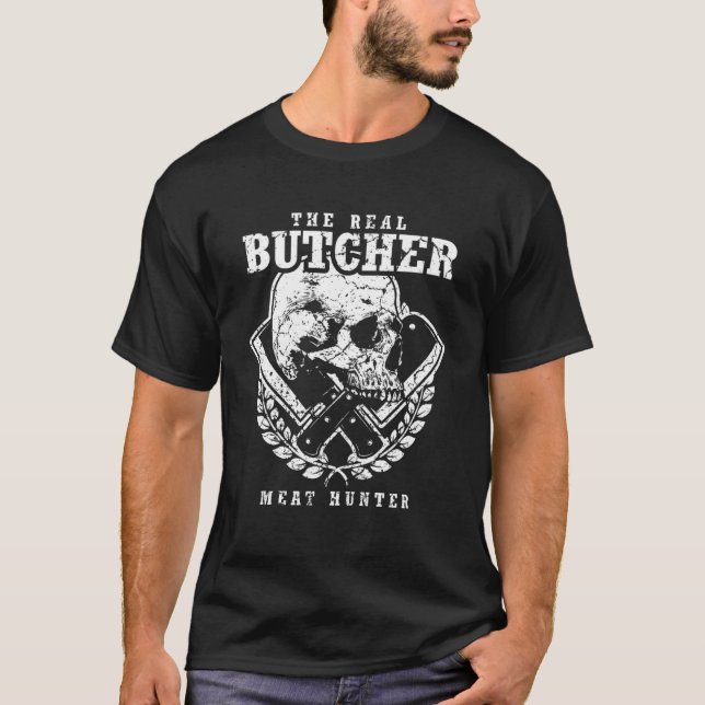 Fleischer Butcher Schächter Skull Funny Sprichwort T-Shirt (Vorderseite)