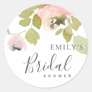 FLEISCHES BLUSSROSE FLORAL WATERCOLOR BRAUTPARTY RUNDER AUFKLEBER