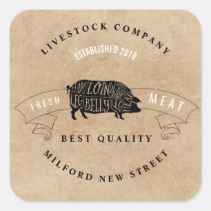 Fleischfirma im landwirtschaftlichen Betrieb Quadratischer Aufkleber