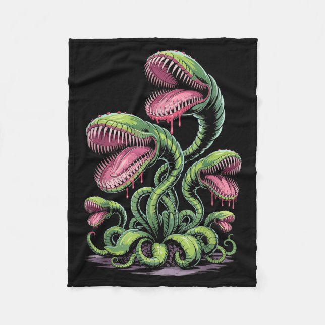 Fleischfressende Pflanzenmonster-Illustration mit  Fleecedecke (Vorderseite)