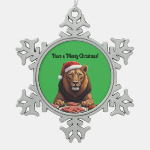 Fleischfresser-Löwe-Weihnachts-Schneeflocke-Rahmen Schneeflocken Zinn-Ornament