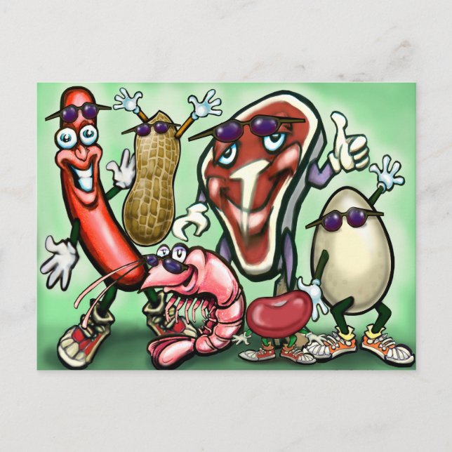 Fleischprotein-Lebensmittelgruppe Postkarte (Vorderseite)