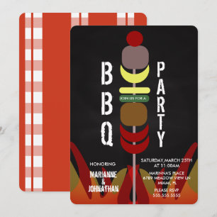 Fleischspieße BBQ Kochparty Einladung