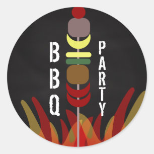 Fleischspieße BBQ Kochparty  Runder Aufkleber