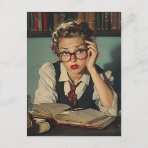 Fleißige Frau im Vintage-Stil Postkarte