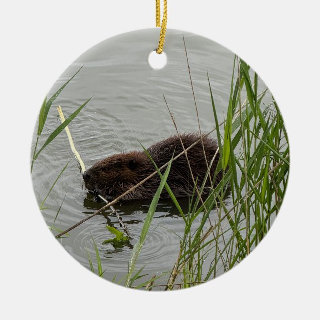 Fleißiger Biber Keramik Ornament (Vorne)