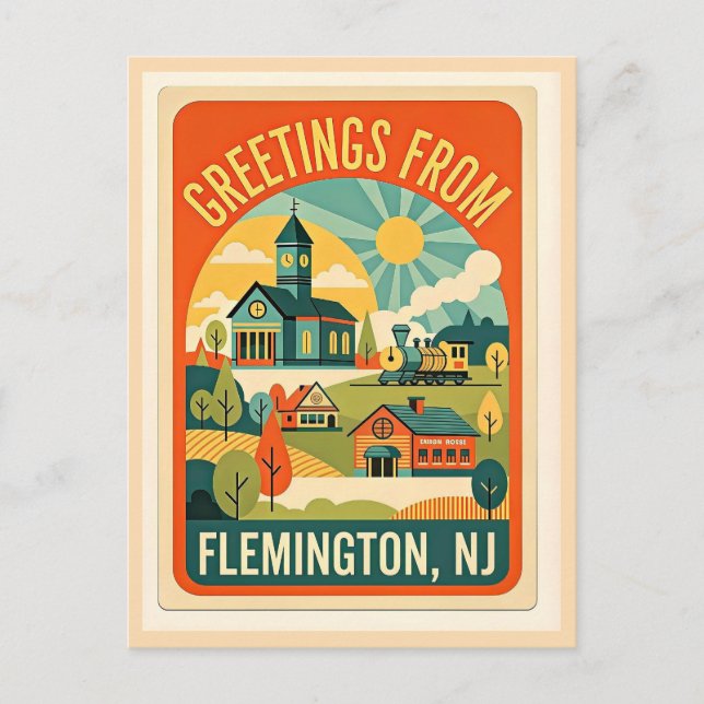 Flemington NJ Hunterdon County Retrostyle Postkarte (Vorderseite)