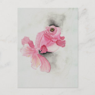 Flesh Moor - Rosa Goldfish Aquarellmalerei Postkarte
