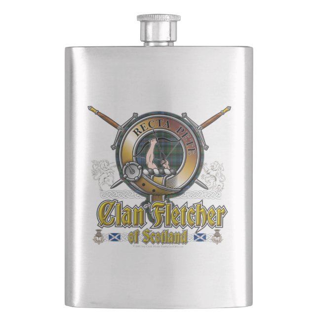 Fletcher Clan Abzeichen Flachmann (Vorderseite)