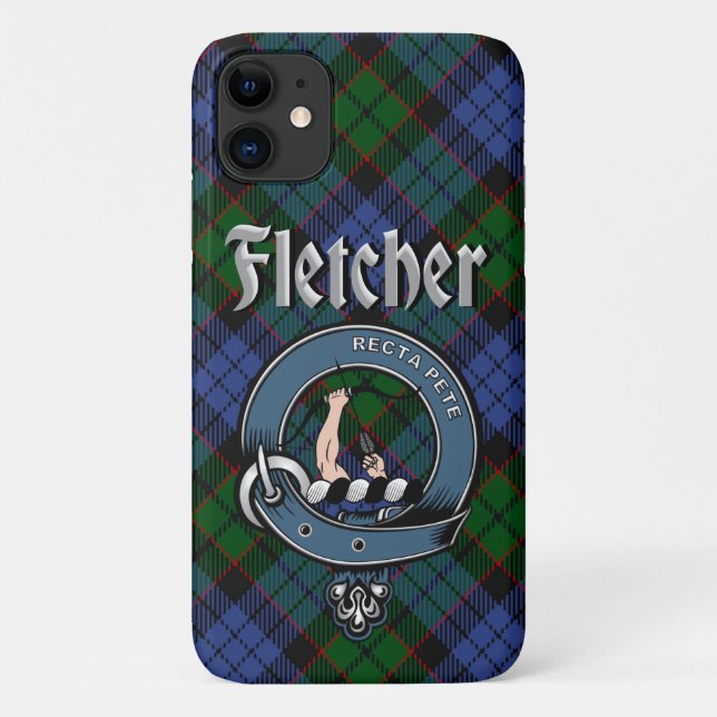 Fletcher Clan Abzeichen & Tartan Phone Case (Rückseite)