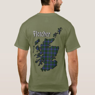 Fletcher Clan Abzeichen & Tartan w/Motto T-Shirt