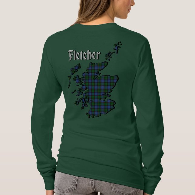 Fletcher Clan Abzeichen & Tartan w/Motto Women's T-Shirt (Rückseite)