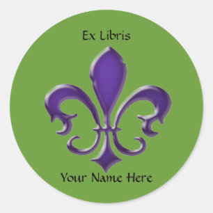 Fleur-de-Lis-1 Ex Libris-Buchzeichen Runder Aufkleber