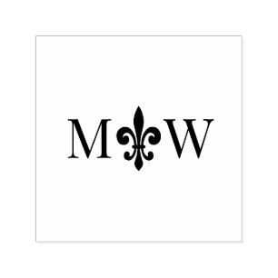 Fleur de Lis #20 Paar Hochzeit 2 Anfangsmonogramm Permastempel