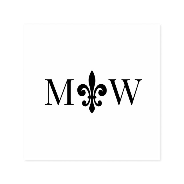 Fleur de Lis #20 Paar Hochzeit 2 Anfangsmonogramm Permastempel (Design)