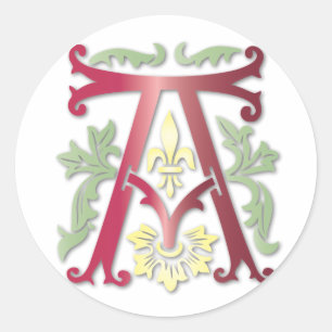 Fleur-de-lis-A-Monogramm Runder Aufkleber