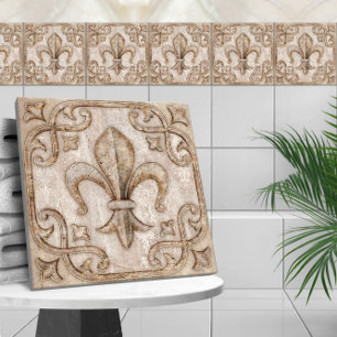 Fleur-De-Lis Antik Travertin Marmor Fliese