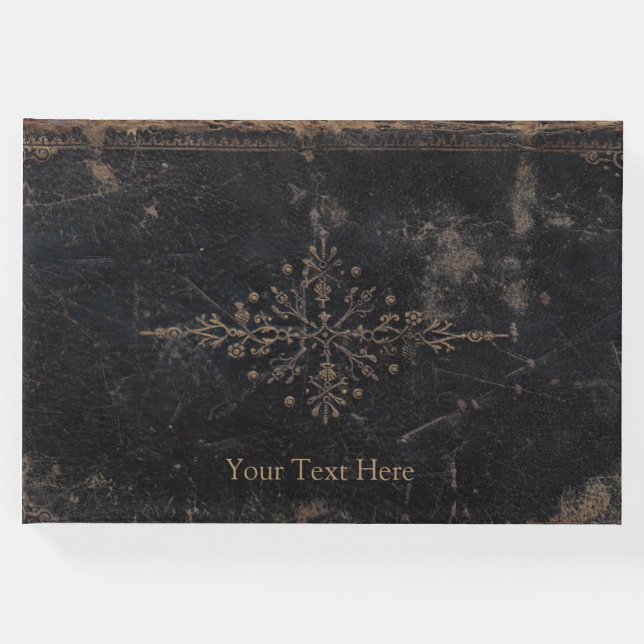 Fleur-de-lis Antikes Leder Gästebuch (Vorderseite)