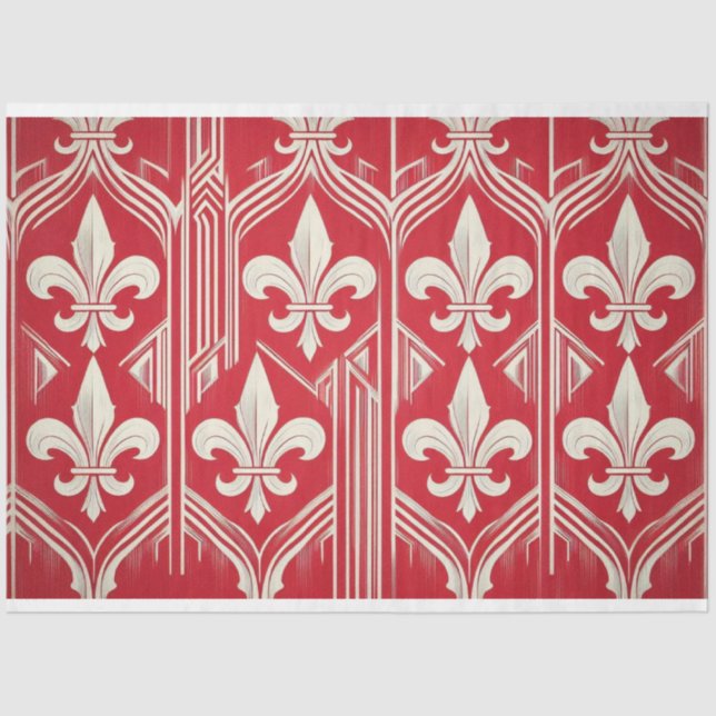 Fleur-de-lis Art Deco Deko Tissue Seidenpapier (Vorderseite)