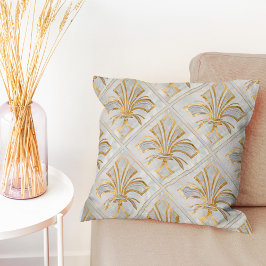 Fleur-de-lis Art Deco - Perle und Gold Kissen