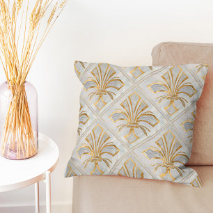 Fleur-de-lis Art Deco - Perle und Gold Kissen