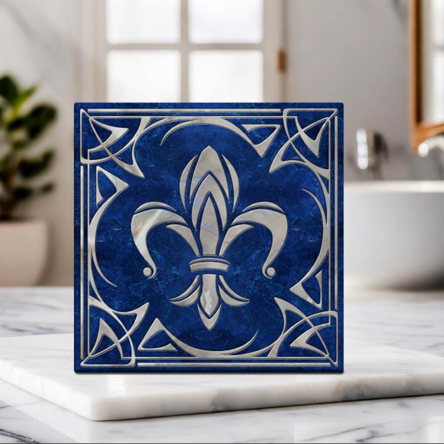 Fleur-De-Lis - Art Nouveau - Blauer Marmor und Per Fliese (Von Creator hochgeladen)