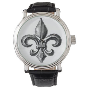 Fleur-de-Lis B&W Design Wrist Watch Armbanduhr