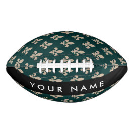 Fleur de Lis, Beige auf Grün, Königlich, Ihr Name Football