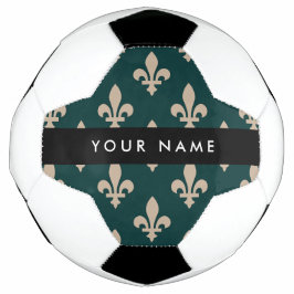 Fleur de Lis, Beige auf Grün, Königlich, Ihr Name Fußball