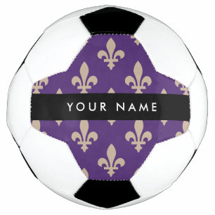 Fleur de Lis, Beige auf Lila, Königlich, Ihr Name Fußball