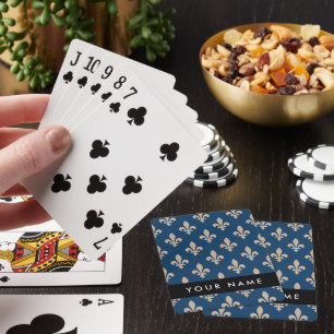 Fleur de Lis, Beige auf Navyblau, Königlich, Ihr N Spielkarten