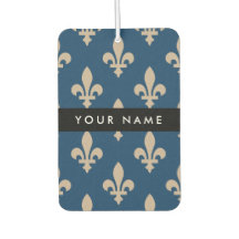 Fleur de Lis, Beige auf Navyblau, Royal, Ihr Name