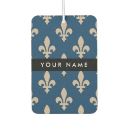 Fleur de Lis, Beige auf Navyblau, Royal, Ihr Name Autolufterfrischer