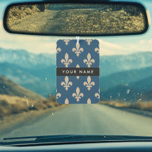 Fleur de Lis, Beige auf Navyblau, Royal, Ihr Name
