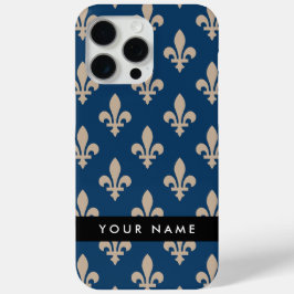 Fleur de Lis, Beige auf Navyblau, Royal, Ihr Name Case-Mate iPhone Hülle