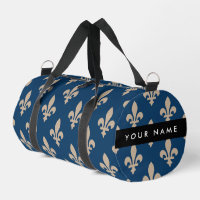 Fleur de Lis, Beige auf Navyblau, Royal, Ihr Name