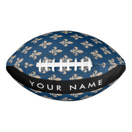 Fleur de Lis, Beige auf Navyblau, Royal, Ihr Name Football