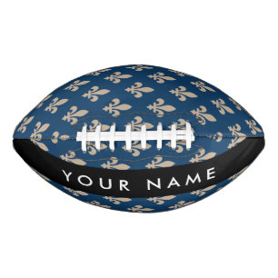 Fleur de Lis, Beige auf Navyblau, Royal, Ihr Name Football