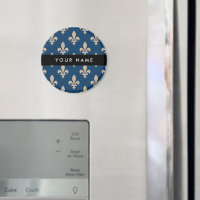 Fleur de Lis, Beige auf Navyblau, Royal, Ihr Name
