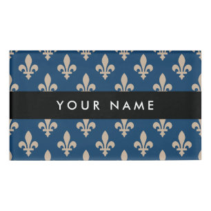 Fleur de Lis, Beige auf Navyblau, Royal, Ihr Name Namenschild