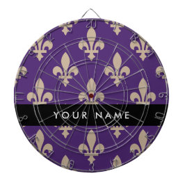 Fleur de Lis, Beige on Purple, Royal, Your Name Dartscheibe
