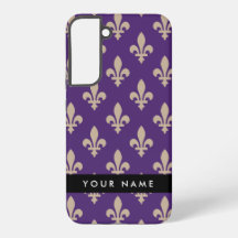 Fleur de Lis, Beige on Purple, Royal, Your Name
