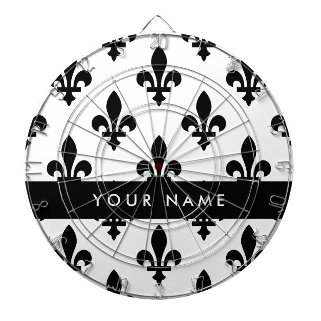 Fleur de Lis, Black on White, Black, Your Name Dartscheibe (vorne)