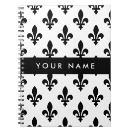 Fleur de Lis, Black on White, Black, Your Name Notizblock