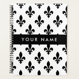 Fleur de Lis, Black on White, Black, Your Name Planer