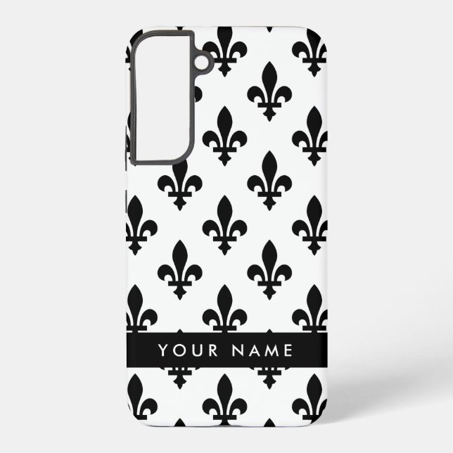 Fleur de Lis, Black on White, Black, Your Name Samsung Galaxy Hülle (Rückseite)