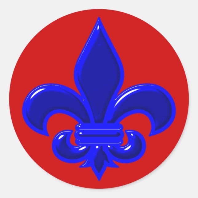 Fleur De Lis Blau blue Runder Aufkleber (Vorderseite)