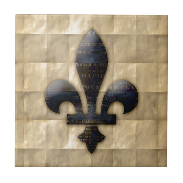 Fleur de Lis Bronze Braun Fliese (Vorderseite)