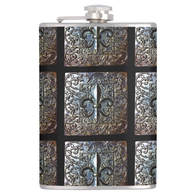FLEUR DE LIS DESIGNER HIP FLASK FLACHMANN (Vorderseite)